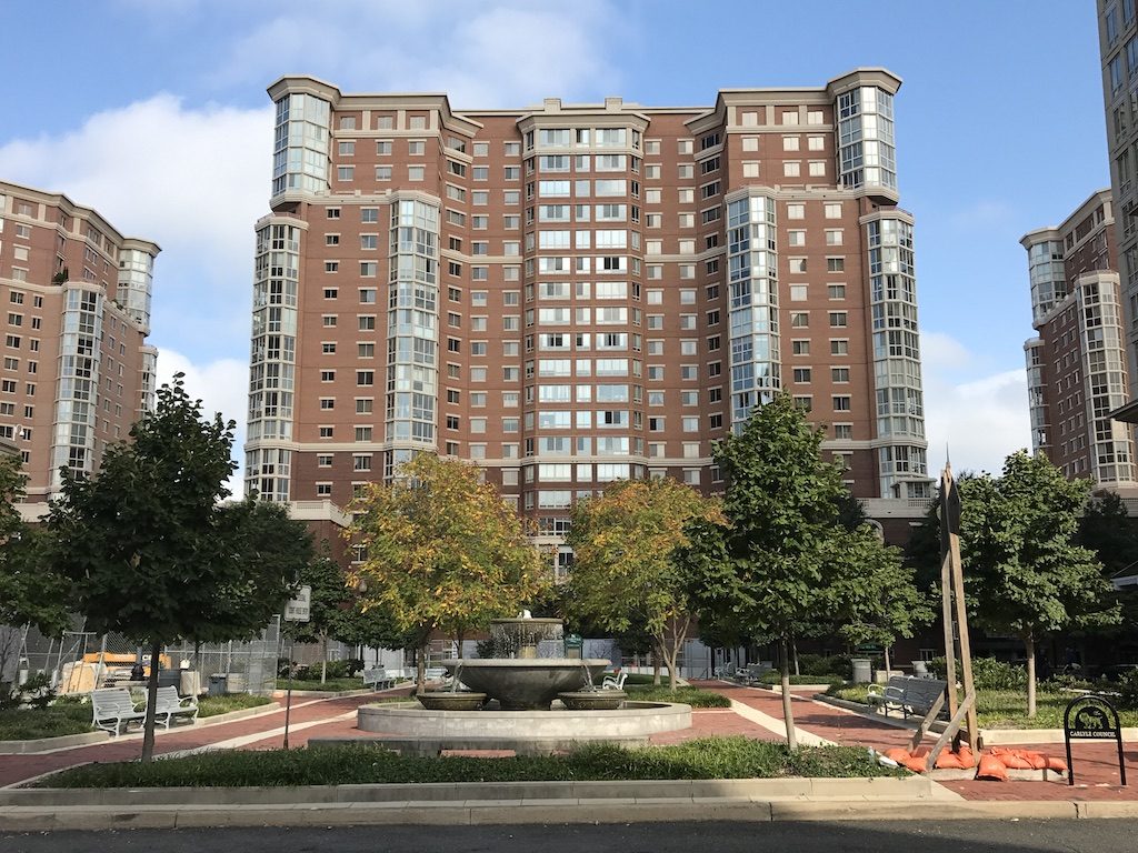 Colors changing at Carlyle Towers Condominiums in Alexandria, Virginia