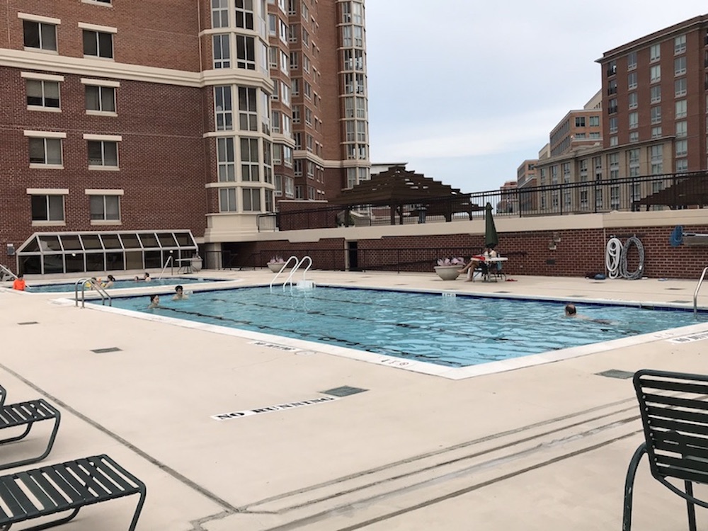 The outdoor pools at Carlyle Towers Condominiums in Alexandria, Virginia are now OPEN through Labor Day 2018. Residents and guest need to show facilities passes in order to access the pools. Guest passes are available at the front desk.